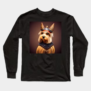 Cutest Yorkie dressed as a mediavel knight Long Sleeve T-Shirt